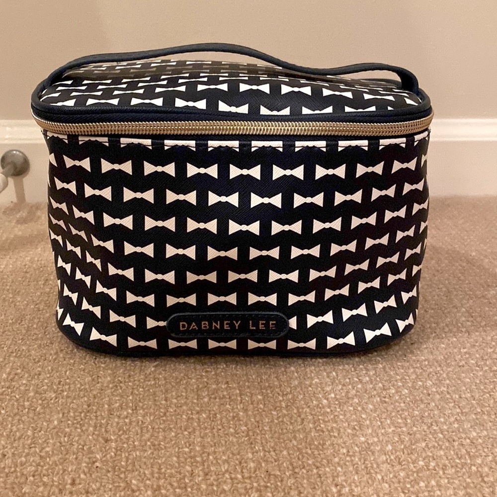 Dabney Lee Navy White Geometric Cosmetic Makeup Bag